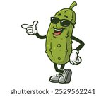 Pickle with Sunglasses Cartoon Mascot Illustration Character Vector Clip-art Hand-drawn Logo Design