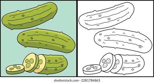 Pickle Vegetable Coloring Page Illustration