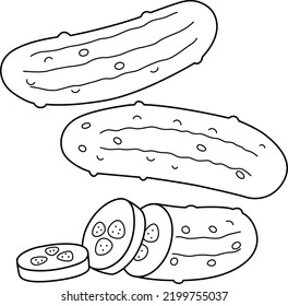 Pickle Vegetable Isolated Coloring Page for Kids