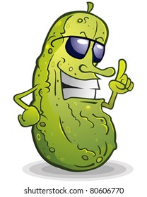 Pickle Wearing Sunglasses Cartoon Character