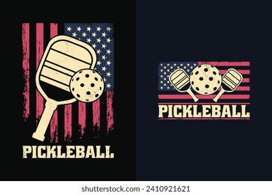 Pickleball American Flag Patriotic USA T Shirt Design.