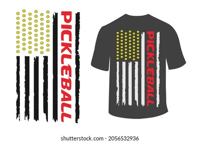 Pickleball With American Flag T Shirt Design