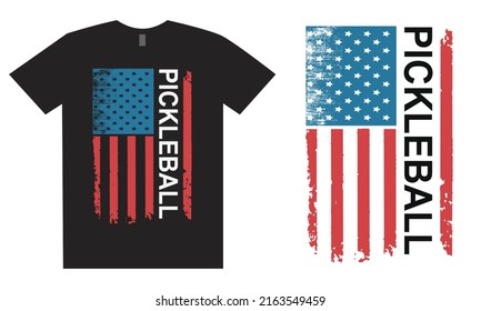 Pickleball American Grunge Flag Design