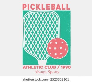 Diseño de obras de arte del club deportivo Pickleball para estampado de camisetas, póster, pegatina y otros usos.