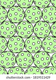 Pickleball background with green plastic balls. Vector illustration for cards and banners.