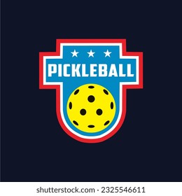 	
Pickleball badge logo in modern minimalist style