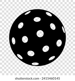 Pickleball ball black icon. Sport symbol. Vector illustration isolated on transparent background