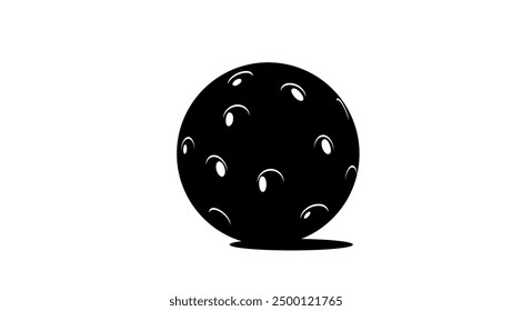 Pickleball ball, black isolated silhouette