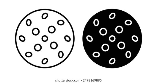 Pickleball ball with holes vector icon set in black color.