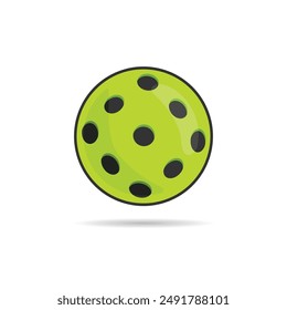 pickleball ball isolated on white, vector simple illustration, ball with holes