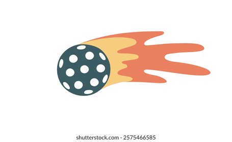 Pickleball ball isolated on white background. Concept of sport, activities, hobbies, leisure, healthy lifestyle. Vector hand drawn clipart.