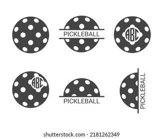 Pickleball ball monogram frame vector illustration