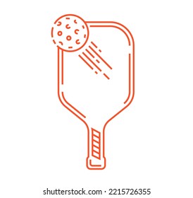 Pickleball ball and rackets or paddles for pickleball game. One line icon, for logo or cover picture clipart. Vector pictogram.