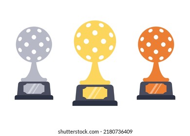 Pickleball ball set trophy cup award vector illustration on white background