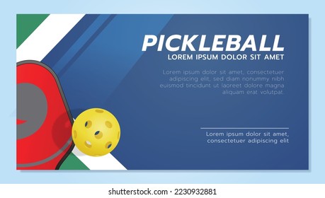 pickleball banner template with a paddle and yellow ball.