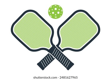 Pickleball bat and ball vector template