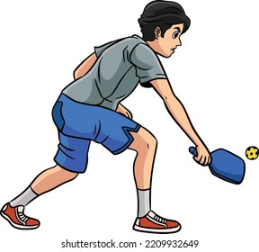 Pickleball Cartoon Colored Clipart Illustration