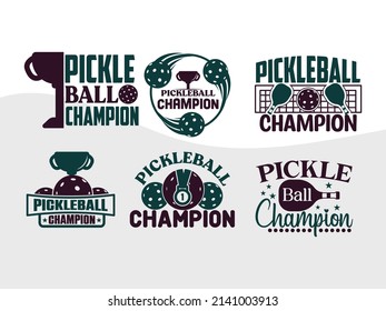 Pickleball Champion Printable Vector Illustration