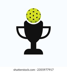 Pickleball Championship Trophy Logo Design Concept With Pickle ball And Trophy Icon