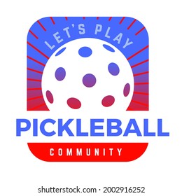 Pickleball Community Logo. Badge With Text And Pickle Ball For Tournament Or League Events.