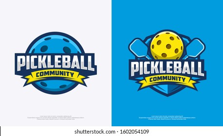 Pickleball community logo badge with white and blue background