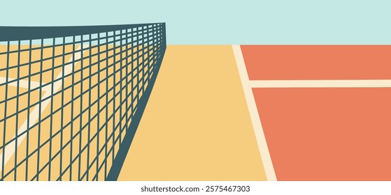 Pickleball court banner. Concept of sport, activities, hobbies, leisure, healthy lifestyle. Vector hand drawn background.