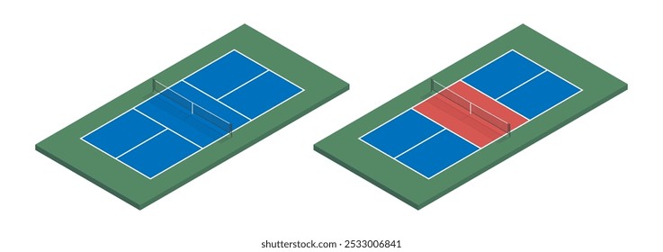 Pickleball Court. Vector Isometric Illustration