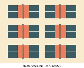 Pickleball courts banner. Place for playing pickleball. Top view. Concept of sport, activities, hobbies, leisure, healthy lifestyle.