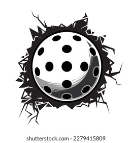 pickleball cracked wall. pickleball club graphic design logos or icons. vector illustration.
