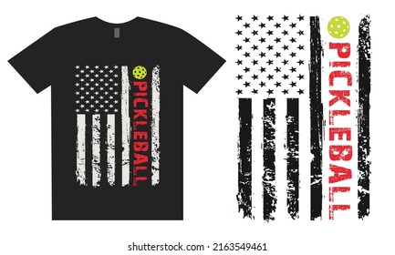 Pickleball Design With USA Flag