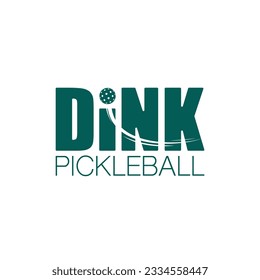 Pickleball dink text and ball movement isolated on white background