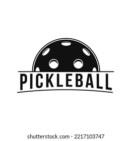 Pickleball emblem logo with a silhouette of a man playing pickleball.