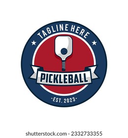 pickleball emblem logo vector graphic for any business especially for sport team, club, community.