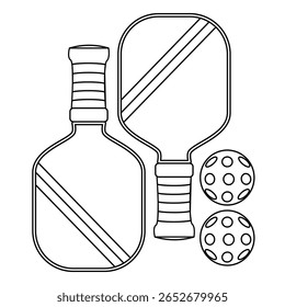 Pickleball equipment in doodle style vector illustration 