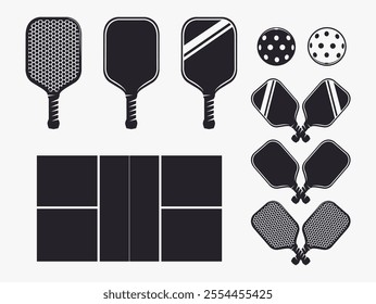 Pickleball equipment vector on white background