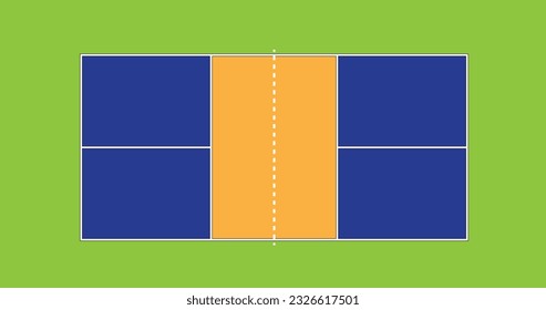 Pickleball field flat design illustration