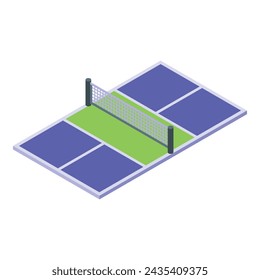 Icono de campo de pickleball vector isométrico. Deporte juego interior. Persona fitness tenis