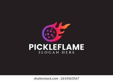 pickleball with flame fireball logo design sets. pickelball with comet and flame ball badge logo design. modern pickleball meteor illustration logo for pickleball sport club and tournament