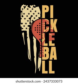 Pickleball Game American Flag, Funny Pickleball vector t-shirt design, Funny Vintage Pickleball T-shirt Design, Pickleball Lover Tshirt