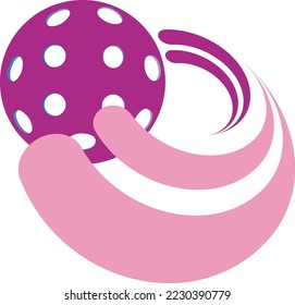 Logo für Pickleball-Spiel mit einem Ball auf weißem Hintergrund. Hintergrund ausgenommen