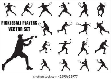 Pickleball Game Motion Vector Silhouettes