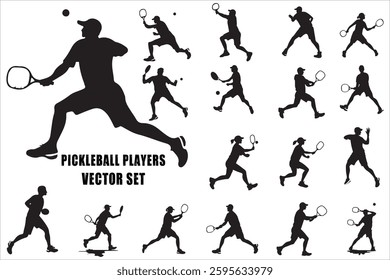 Pickleball Game Motion Vector Silhouettes
