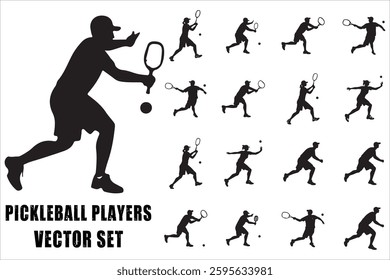 Pickleball Game Motion Vector Silhouettes