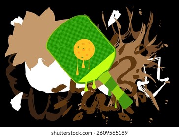 Pickleball graffiti. Abstract modern street art decoration performed in urban painting style.