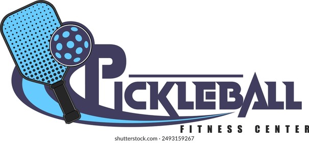 PickleBall Graphic Design Logo With Paddle And Ball. Vector Hand Drawn Illustration Isolated On Transparent Background