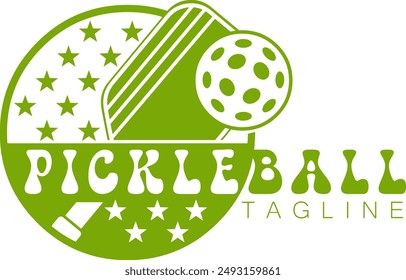 Logotipo De Diseño gráfico PickleBall Con Paleta Y Bola. Vector Dibujado A Mano Ilustración Aislado Sobre Fondo Transparente