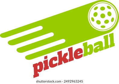 PickleBall Graphic Logo Design. Vector Hand Drawn Illustration Isolated On Transparent Background