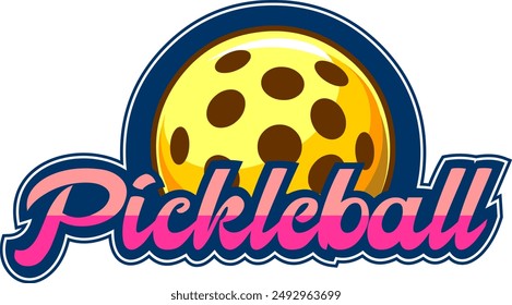 Diseño de logo gráfico de PickleBall. Vector Dibujado A Mano Ilustración Aislado Sobre Fondo Transparente