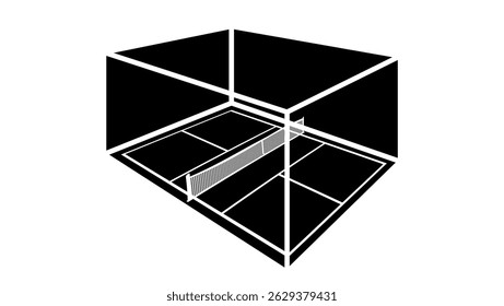 Pickleball hall, black isolated silhouette