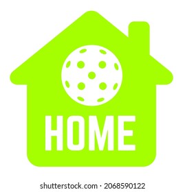 Pickleball home sign. House with pickle ball in it. Player’s home. Vector icon.